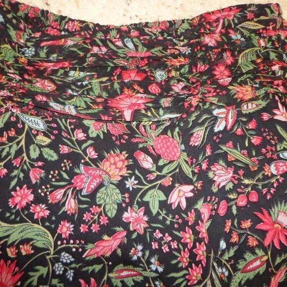 Brand New Sundance Black Iris Skirt PXS Black Floral Elastic Waist - Picture 10 of 15